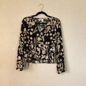 H&M Peplum Floral V-Neck Blouse with Cinch